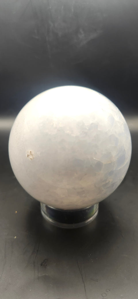 Blue calcite sphere. 80.4mm, 3.16 inches, 1.11 pounds