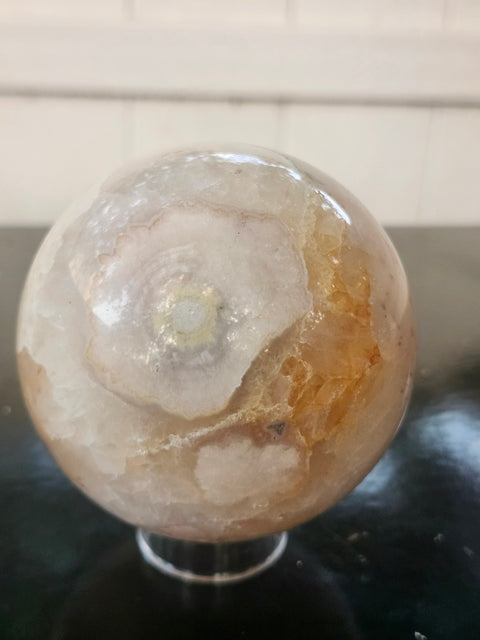 Flower agate sphere! 1.5 pounds, 75mm, 2.98 inches