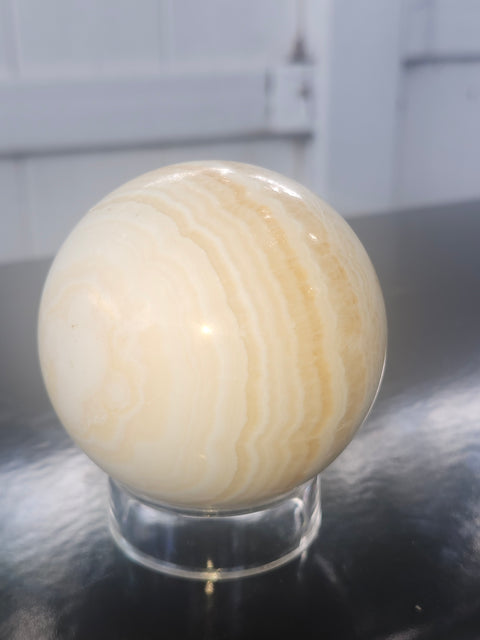 Orange calcite sphere! 67mm, 2.6 inches, 15 ounces