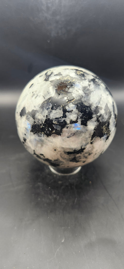 Rainbow moonstone sphere! 80mm, 3.15 inches, 1.11 pounds