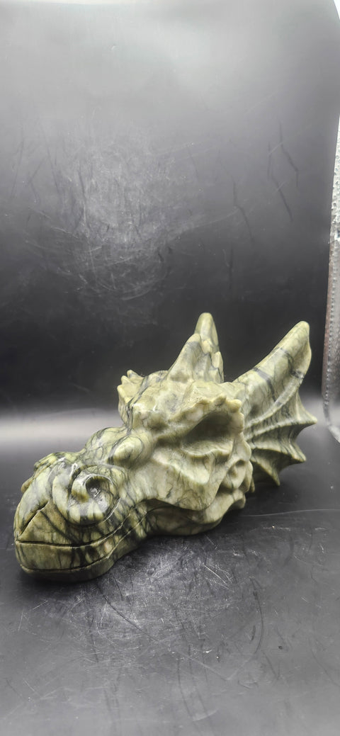 Serpentine dragon skull! 1.12 pounds, 4.5 inch head, 6.5 inch nose to horn