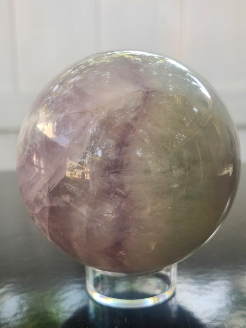 Watermelon florite sphere! 71mm, 2.8 inches, 1.6 pounds