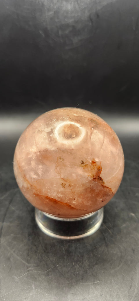 Fire quartz sphere! 62.7mm, 2.4 inches, 12.2 ounces