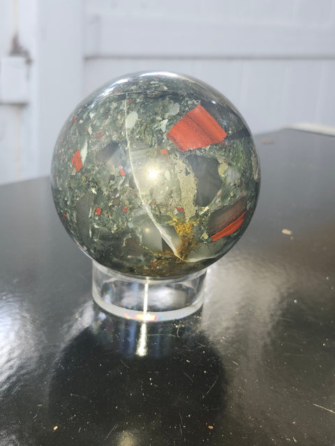 76.7mm, 3.01 inch bloodstone sphere! 1.6 pounds
