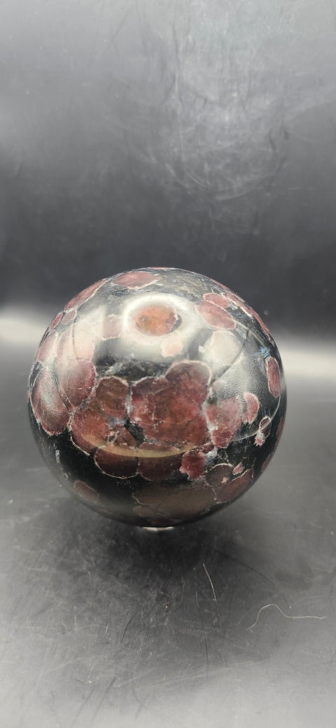 Astrophyllite garnet firework sphere! 74.5mm, 2.93 inches, 1.9 pounds