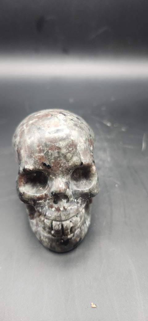 Mini flame stone skull. 5 ounces, 2.5 inches