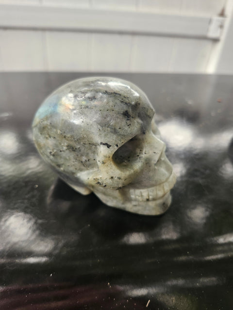 Labradorite skull! 1.2 pounds, 3.8 inches long, 2.8 tall, 2.3 wide