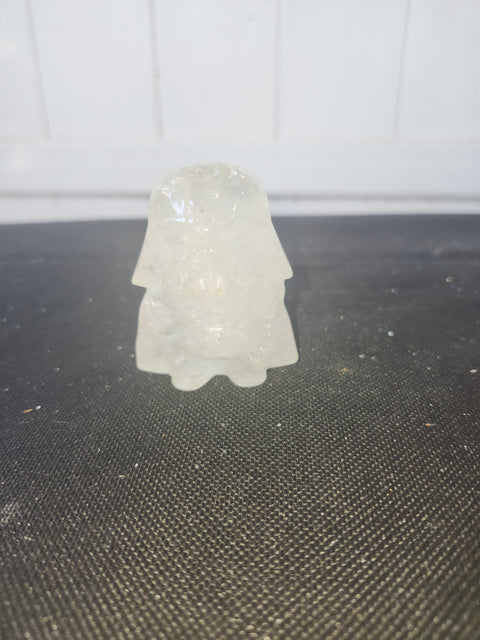 4 ounce, 2.75 inch Clear quartz Darth vader carving star wars