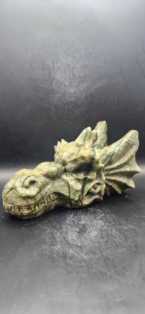 Serpentine dragon skull! 1.15 pounds, 4.5 inch head, 6.5 nose to horn