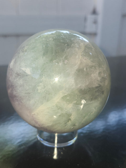 Watermelon florite sphere! 71mm, 2.8 inches, 1.6 pounds