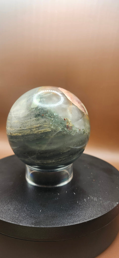 African bloodstone sphere! 73.5mm, 2.89 inches 1.4 pounds