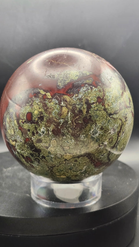 Dragon bloodstone sphere 80mm, 3.15 inches 1.11 pounds