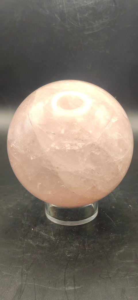 Rose quartz sphere! 69.8mm, 2.7 inches, one pound!