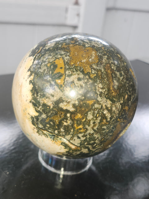 Ocean jasper sphere! 93mm, 3.66 inches, 2.6 pounds
