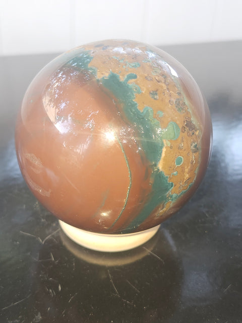 Ocean jasper sphere! 72mm, 2.83 inches, 1.1 pounds