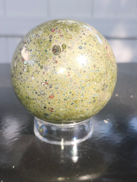 Olive opal sphere! 1.7 pounds, 73mm, 2.8 inches