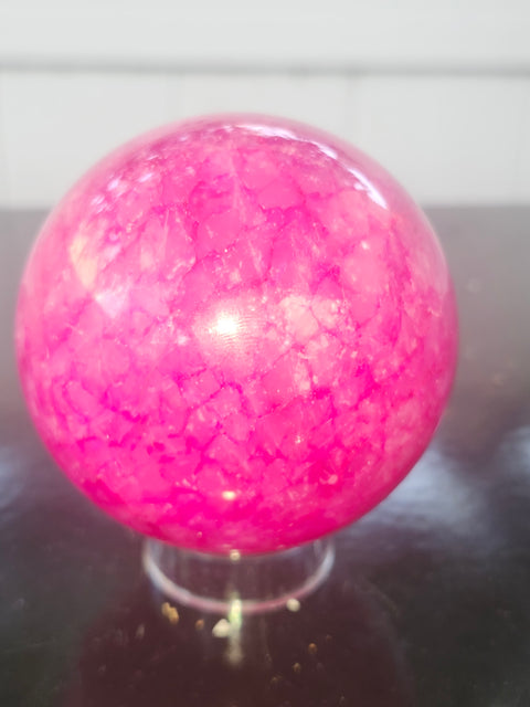 Pink crackle quartz! 14.7 ounces, 66mm, 2.6 inches