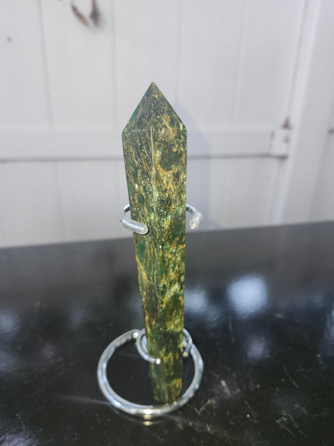 Green jasper scepter! 5.8 ounces, 6.1 inches