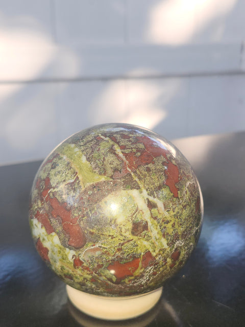 Dragon bloodstone sphere! 72mm, 2.8 inches, 1.5 pounds