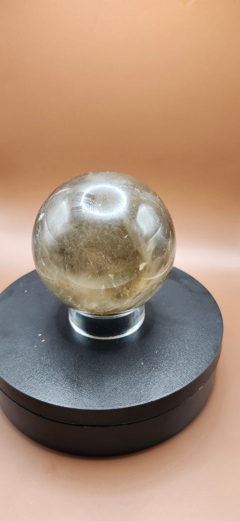 Smoky quartz sphere, 75mm, 2.95 inches, 1.5 pounds