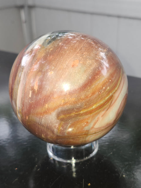Large polychrome jasper sphere! 90mm, 3.56 inches, 2.4 pounds
