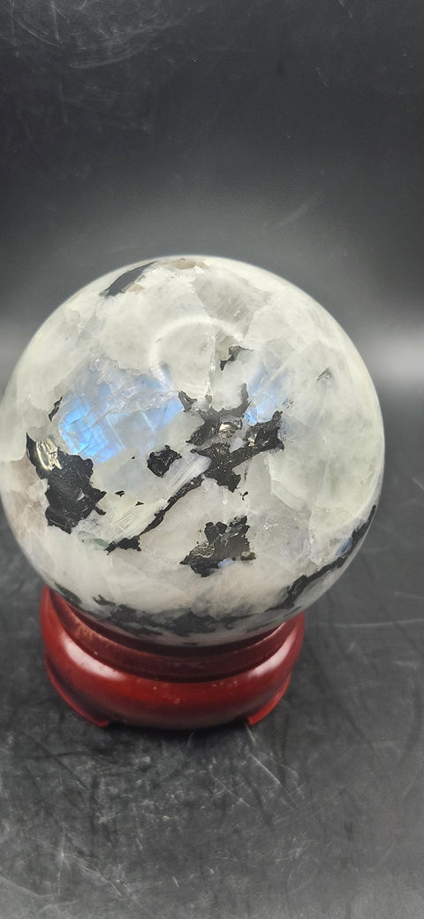 Rainbow moonstone sphere! 72mm, 2.8 inches, 1.2 pounds