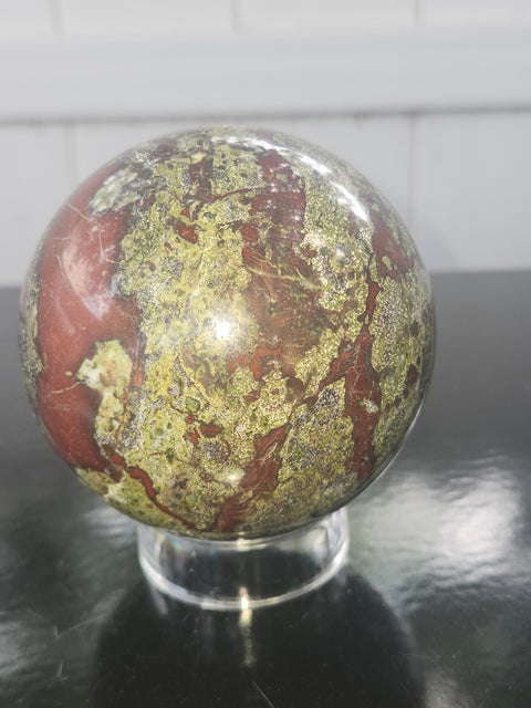 Dragon bloodstone sphere! 80mm, 3.1 inches, 1.12 pounds