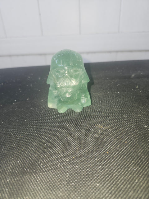 4 ounce, 2.75 inch green florite Darth vader carving star wars