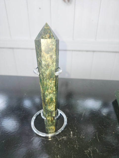 Green jasper scepter! 5.8 ounces, 6.1 inches