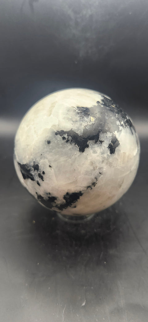 Rainbow moonstone sphere! 81.9mm, 3.22 inches, 1.11 pounds