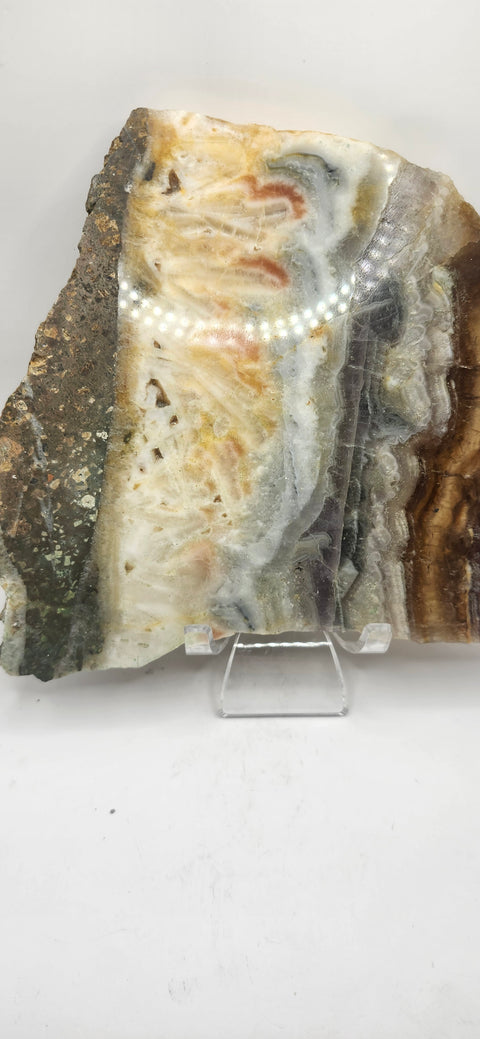 Multi color agate slab! 1.11 pounds, 6 inches by 5.8
