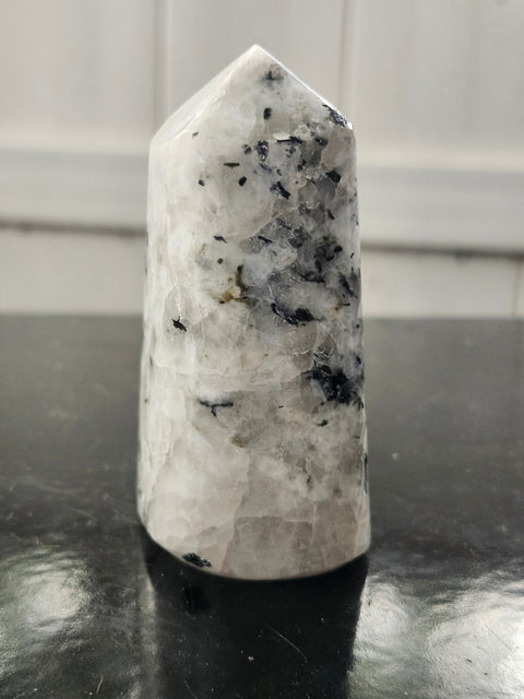 Rainbow moonstone full polished point tower! 2.5 too 3.5 inches