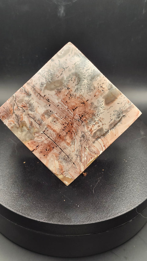 Pink dendritic jasper balancing cube 1.4 pounds, 2.4 by 2.4 inches