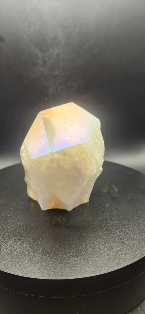Angel aura citrine polished top point! 7 ounces