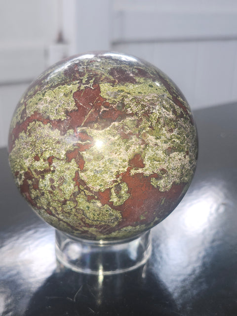 Dragon bloodstone sphere! 80mm, 3.1 inches, 1.12 pounds