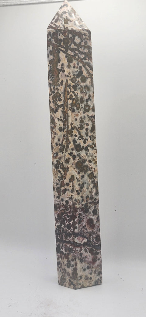 Leopard skin jasper tower! 8.5 inches tall, 13.5 ounces