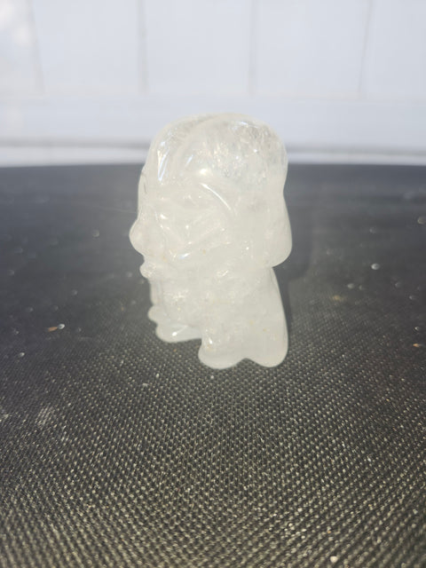 4 ounce, 2.75 inch Clear quartz Darth vader carving star wars