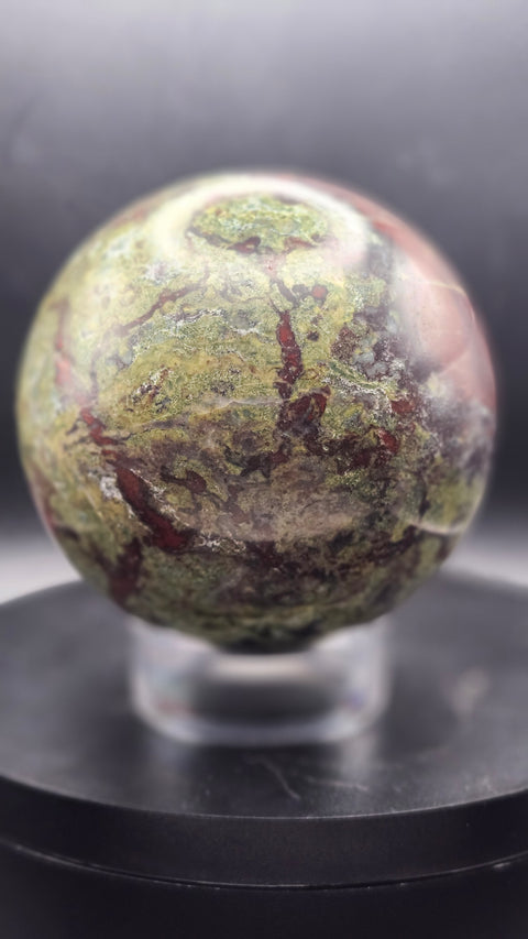 Dragon bloodstone sphere 80mm, 3.15 inches 1.11 pounds