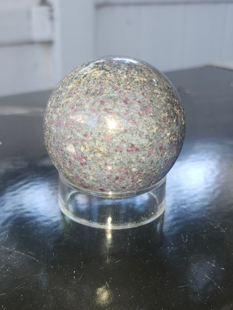Ruby in kyanite sphere! 11 ounces, 54.5mm, 2.14 inches