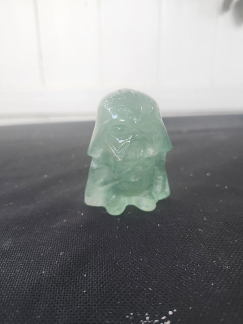 4 ounce, 2.75 inch green florite Darth vader carving star wars