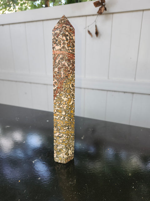 Leopard skin jasper tower! 1.1 pounds, 8.5 inches tall