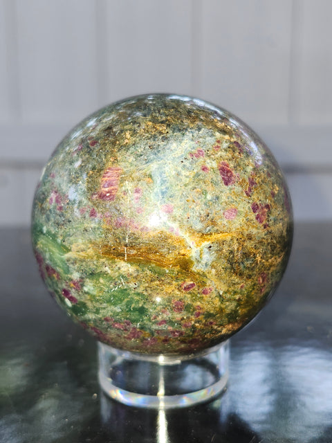 Ruby in kyanite sphere! 13 ounces, 59.4mm,2.33 inches uv reactive