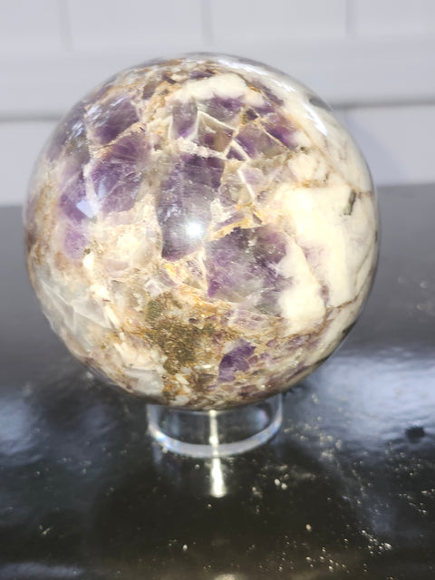 Chevron amethyst sphere!! 75mm, 2.95 inches, 1.4 pounds
