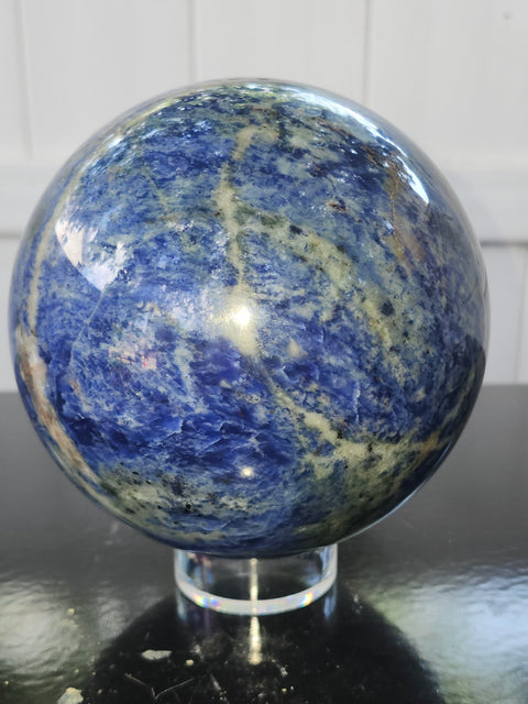 Massive blue sodalite sphere! 4.14 pounds, 114mm, 4.5 inches
