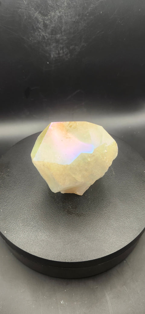 Angel aura citrine polished top point! 7 ounces