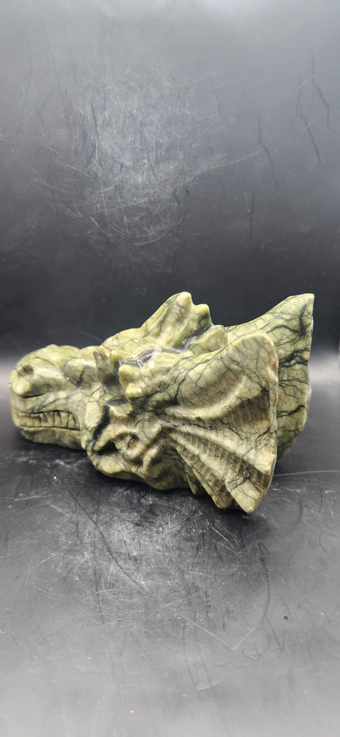 Serpentine dragon skull! 1.15 pounds, 4.5 inch head, 6.5 nose to horn