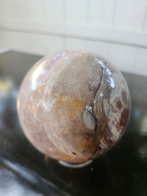 Amethyst lace agate sphere! 85mm, 3.36 inches, 2.1 pounds