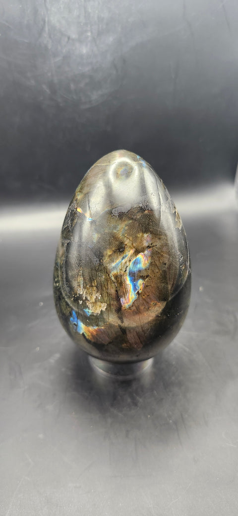 14.8 ounce, 3.5 inch purple flash Labradorite egg
