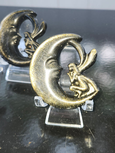 Golden obsidian moon fairy! 2 inches, 1.2 ounces