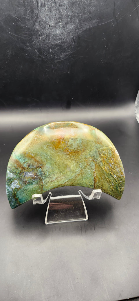 Green jasper moon! 10 ounces, 4 inches long